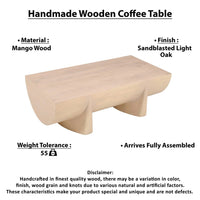 Wilhelm Coffee Table | 48" Curved Rectangular | Whitewash Mango Wood - UPT-329068