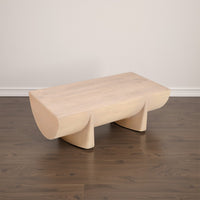 Wilhelm Coffee Table | 48" Curved Rectangular | Whitewash Mango Wood - UPT-329068