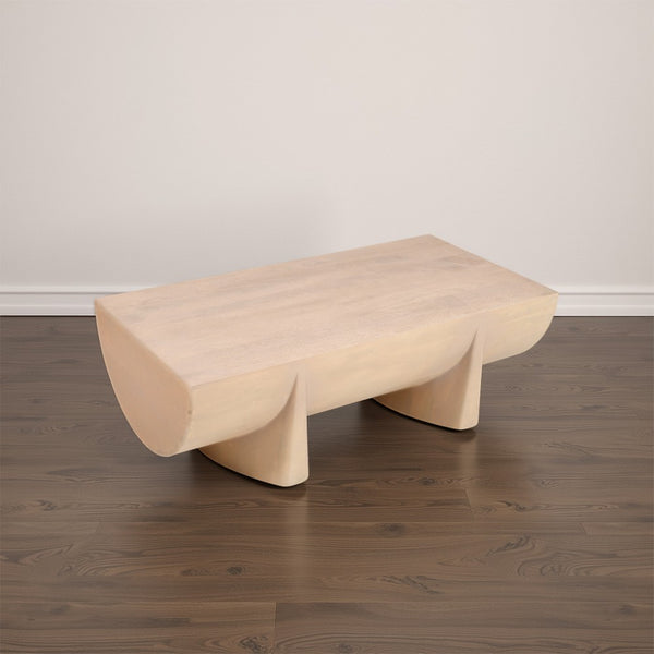 Wilhelm Coffee Table | 48" Curved Rectangular | Whitewash Mango Wood - UPT-329068
