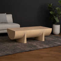 Wilhelm Coffee Table | 48" Curved Rectangular | Whitewash Mango Wood - UPT-329068