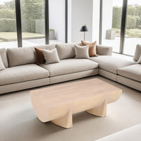 Wilhelm Coffee Table | 48" Curved Rectangular | Whitewash Mango Wood - UPT-329068