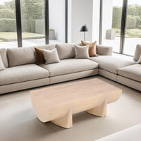 Wilhelm Coffee Table | 48" Curved Rectangular | Whitewash Mango Wood - UPT-329068