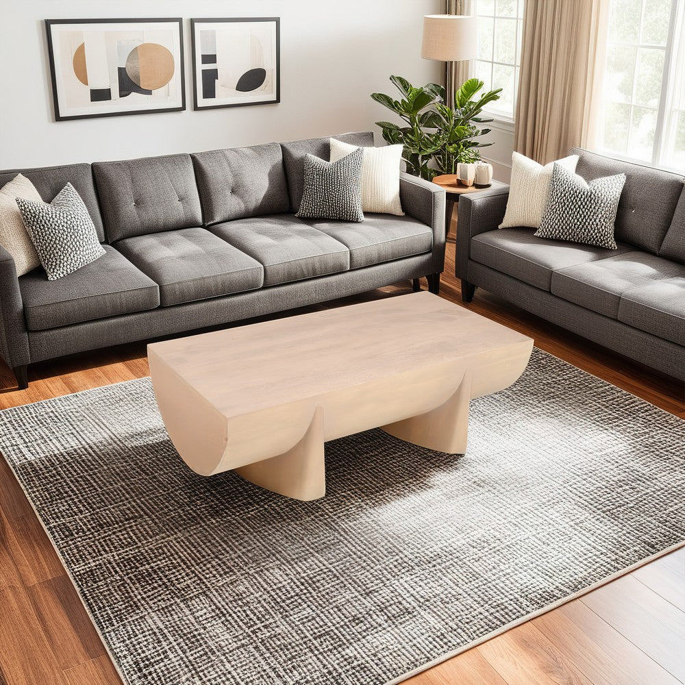 Wilhelm Coffee Table | 48" Curved Rectangular | Whitewash Mango Wood - UPT-329068
