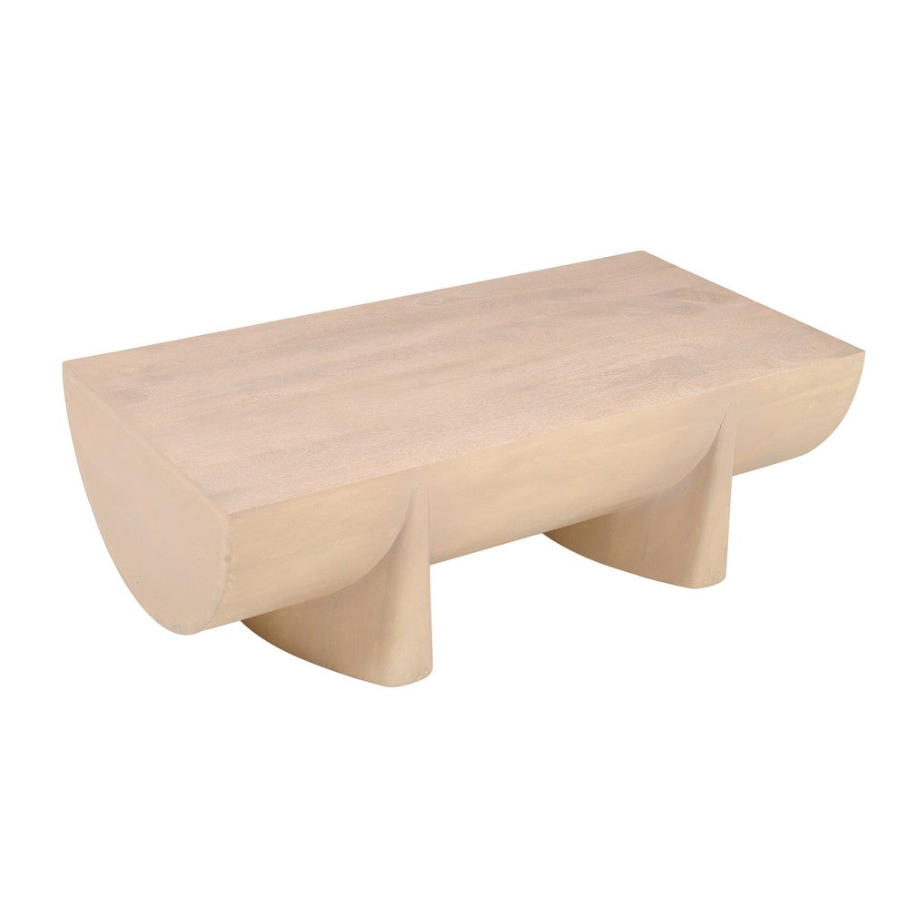 Wilhelm Coffee Table | 48" Curved Rectangular | Whitewash Mango Wood - UPT-329068