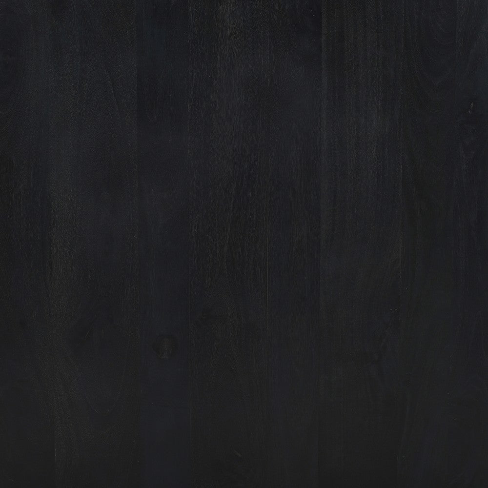 Joanie Coffee Table | 36" Square Top | Handcrafted Matte Black Mango Wood | Rounded Drum Base - UPT-329069