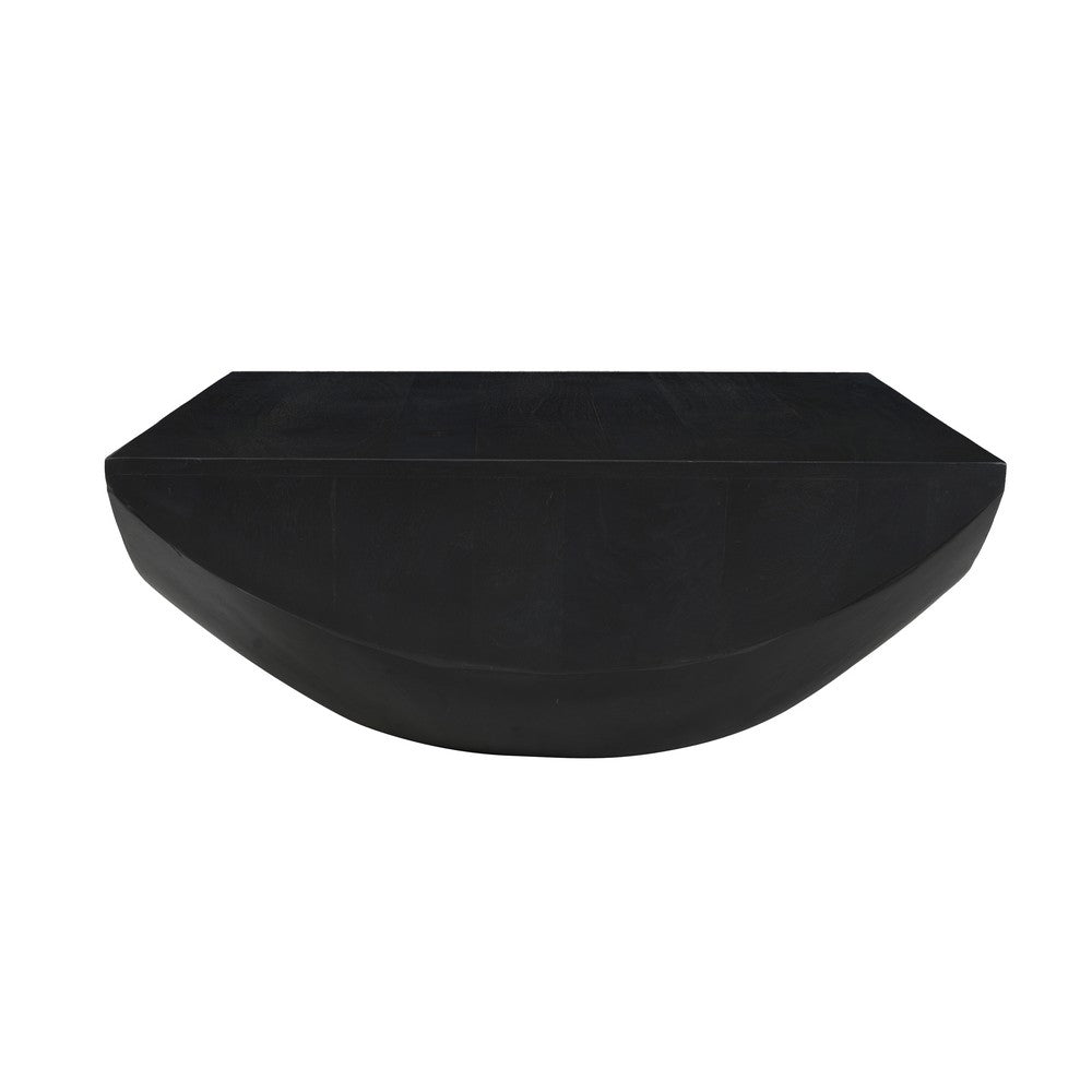 Joanie Coffee Table | 36" Square Top | Handcrafted Matte Black Mango Wood | Rounded Drum Base - UPT-329069
