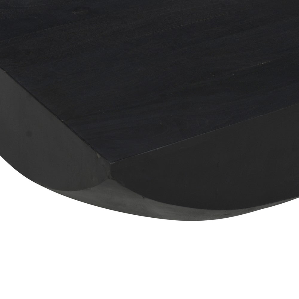 Joanie Coffee Table | 36" Square Top | Handcrafted Matte Black Mango Wood | Rounded Drum Base - UPT-329069