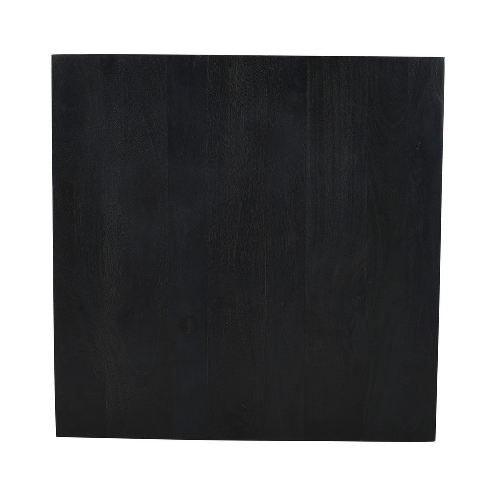 Joanie Coffee Table | 36" Square Top | Handcrafted Matte Black Mango Wood | Rounded Drum Base - UPT-329069