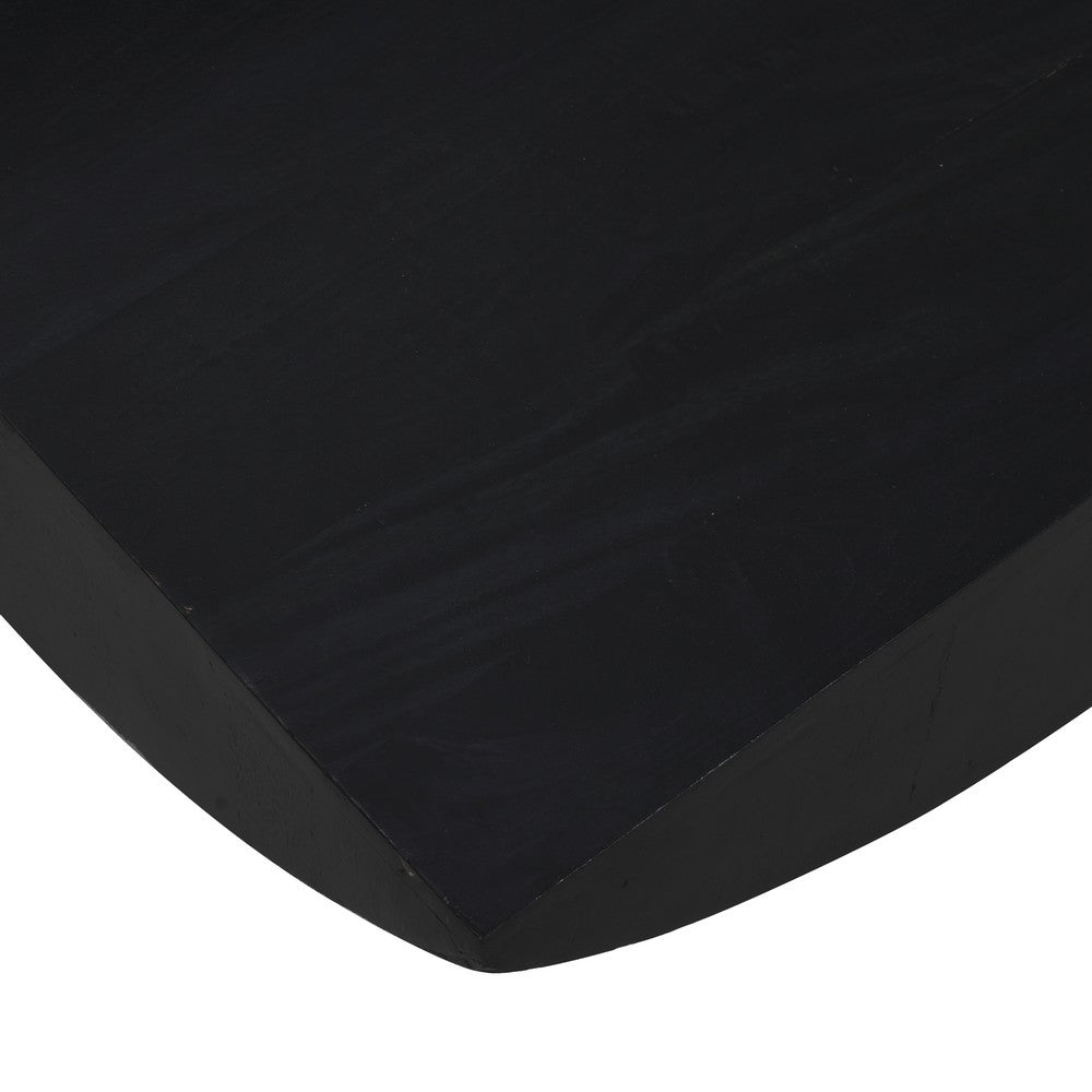 Joanie Coffee Table | 36" Square Top | Handcrafted Matte Black Mango Wood | Rounded Drum Base - UPT-329069