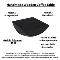 Joanie Coffee Table | 36" Square Top | Handcrafted Matte Black Mango Wood | Rounded Drum Base - UPT-329069