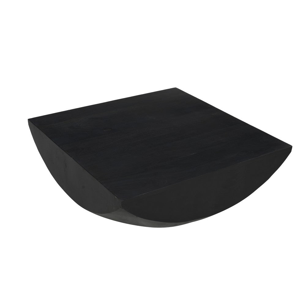Joanie Coffee Table | 36" Square Top | Handcrafted Matte Black Mango Wood | Rounded Drum Base - UPT-329069