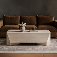 Joanie Coffee Table | 45" Rectangular Biscotti White Handcrafted Mango Wood | Solid Asymmetric Base - UPT-329070