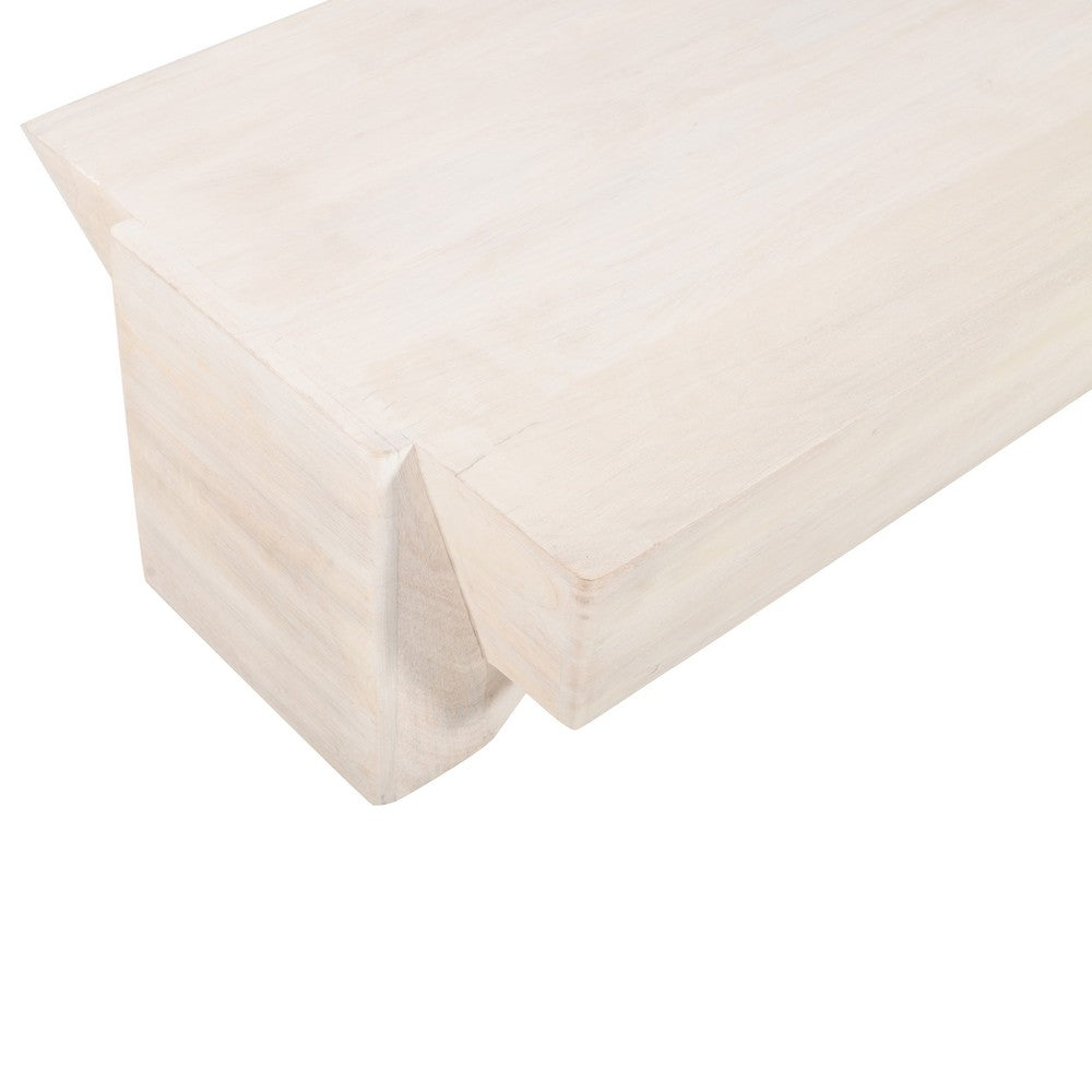 Joanie Coffee Table | 45" Rectangular Biscotti White Handcrafted Mango Wood | Solid Asymmetric Base - UPT-329070
