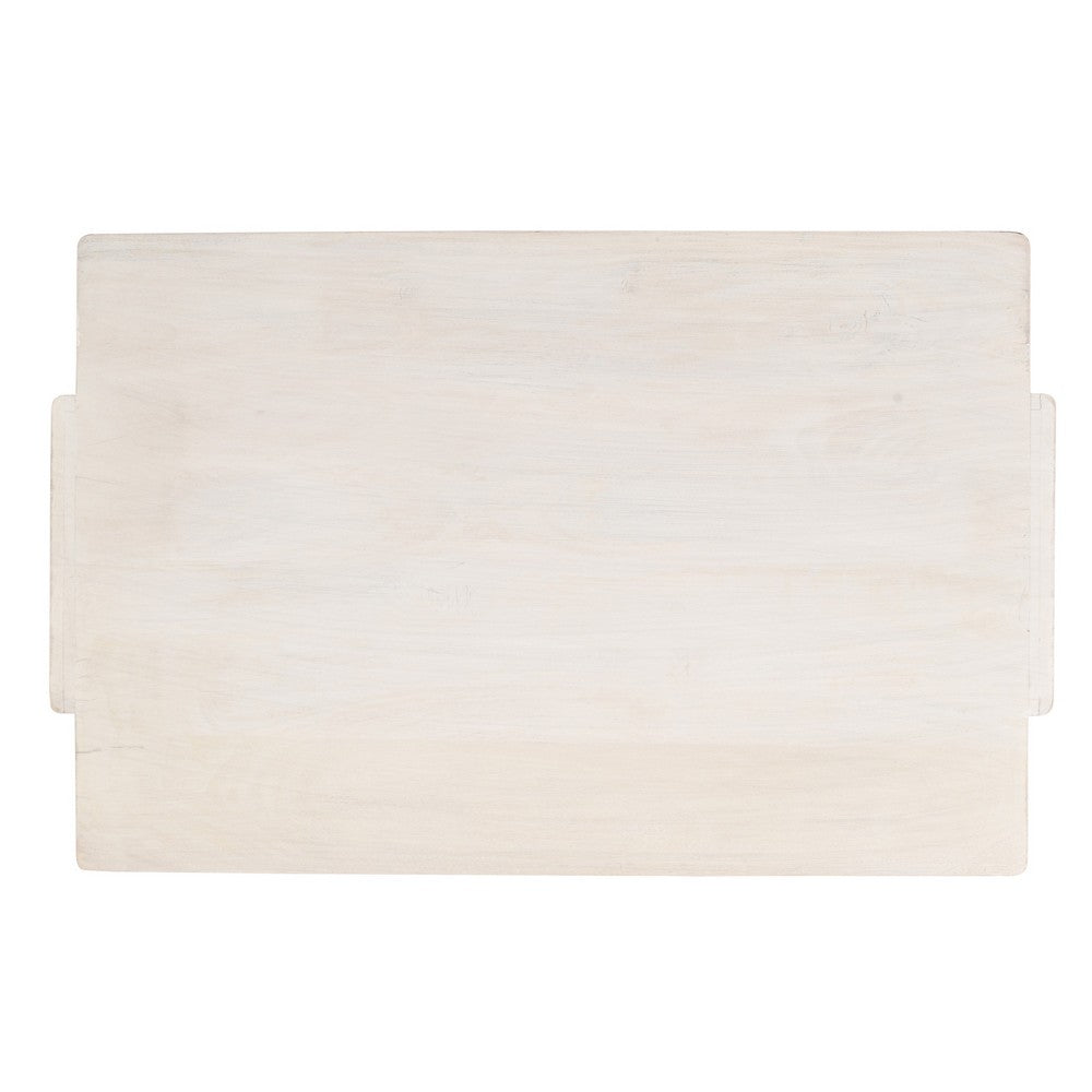 Joanie Coffee Table | 45" Rectangular Biscotti White Handcrafted Mango Wood | Solid Asymmetric Base - UPT-329070