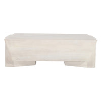 Joanie Coffee Table | 45" Rectangular Biscotti White Handcrafted Mango Wood | Solid Asymmetric Base - UPT-329070