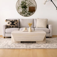 Joanie Coffee Table | 45" Rectangular Biscotti White Handcrafted Mango Wood | Solid Asymmetric Base - UPT-329070
