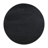 Montoya Coffee Table | 34" Round Black Top | Brown Mango Wood Fluted Plinth Base - UPT-329071