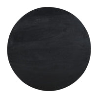 Montoya Coffee Table | 34" Round Black Top | Brown Mango Wood Fluted Plinth Base - UPT-329071