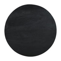Montoya Coffee Table | 34" Round Black Top | Brown Mango Wood Fluted Plinth Base - UPT-329071
