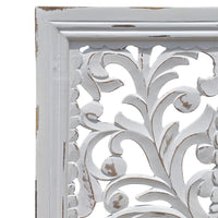 Ozy Carved Wall Art Panel Set of 2, Handcrafted Distressed White Mango Wood, 50 Inch Tall - UPT-330432