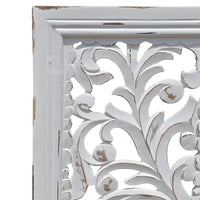 Ozy Carved Wall Art Panel Set of 2, Handcrafted Distressed White Mango Wood, 50 Inch Tall - UPT-330432