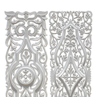 Ozy Carved Wall Art Panel Set of 2 | Handcrafted Ornate Decor | Distressed White Wood, 16x48 - UPT-330433