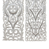 Ozy Carved Wall Art Panel Set of 2 | Handcrafted Ornate Decor | Distressed White Wood, 16x48 - UPT-330433