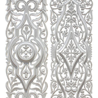 Ozy Carved Wall Art Panel Set of 2 | Handcrafted Ornate Decor | Distressed White Wood, 16x48 - UPT-330433