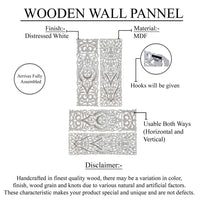 Ozy Carved Wall Art Panel Set of 2 | Handcrafted Ornate Decor | Distressed White Wood, 16x48 - UPT-330433