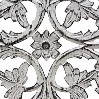 Ozy Carved Mango Wood Wall Decor| 36 Inch Square I Handcrafted Distressed Black & White  - UPT-330434