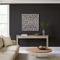 Ozy Carved Mango Wood Wall Decor| 36 Inch Square I Handcrafted Distressed Black & White  - UPT-330434