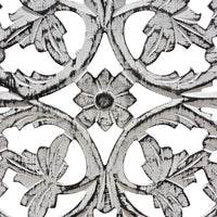 Ozy Carved Mango Wood Wall Decor| 36 Inch Square I Handcrafted Distressed Black & White  - UPT-330434