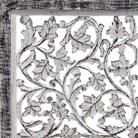 Ozy Carved Mango Wood Wall Decor| 36 Inch Square I Handcrafted Distressed Black & White  - UPT-330434