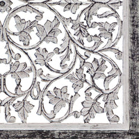 Ozy Carved Mango Wood Wall Decor| 36 Inch Square I Handcrafted Distressed Black & White  - UPT-330434