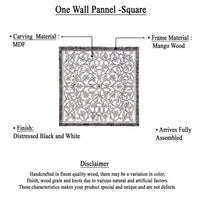 Ozy Carved Mango Wood Wall Decor| 36 Inch Square I Handcrafted Distressed Black & White  - UPT-330434