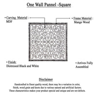 Ozy Carved Mango Wood Wall Decor| 36 Inch Square I Handcrafted Distressed Black & White  - UPT-330434