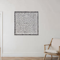 Ozy Carved Mango Wood Wall Decor| 36 Inch Square I Handcrafted Distressed Black & White  - UPT-330434