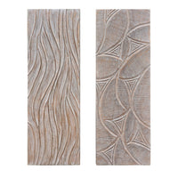 2pc Ocean Wave Wood Wall Art Panels | 16x48 Inch Abstract and Wave Pattern Decor| Gray - UPT-330435