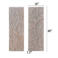 2pc Ocean Wave Wood Wall Art Panels | 16x48 Inch Abstract and Wave Pattern Decor| Gray - UPT-330435