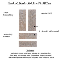 2pc Ocean Wave Wood Wall Art Panels | 16x48 Inch Abstract and Wave Pattern Decor| Gray - UPT-330435