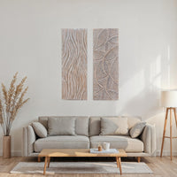 2pc Ocean Wave Wood Wall Art Panels | 16x48 Inch Abstract and Wave Pattern Decor| Gray - UPT-330435