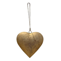 Myri Decorative Metal Heart Wall Decor Set of 3, Antique Gold Iron with Jute Hanging Rope, 12, 9.5, 7 Inches - UPT-331891