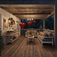 Myri Decorative Metal Heart Wall Decor Set of 3, Classic Red with Jute Hanging Rope, 12, 9.5, 7 Inches - UPT-331892