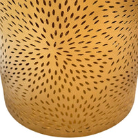 10" Decorative Iron Wastebasket Trash Can | Matte Gold | Leaf Etched Design - UPT-331893