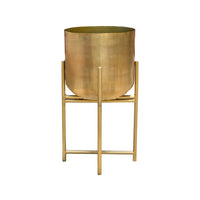 Aira Set of 2 Planters | 19, 22" Tall | Foldable Metal Stand | Antique Brass Finish - UPT-331894