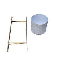 Aira Set of 2 Planters | 20, 22" Tall | Gold Foldable Metal Stand | White Speckled Pattern - UPT-331895