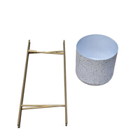 Aira 39, 46" Tall Planters Set of 2 | Gold Foldable Metal Stand | White Speckled Pattern - UPT-331896