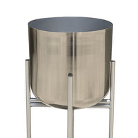 Aira Set of 2 Planters | 19, 22" Tall | Foldable Iron Stand | Nickel Finish - UPT-331897