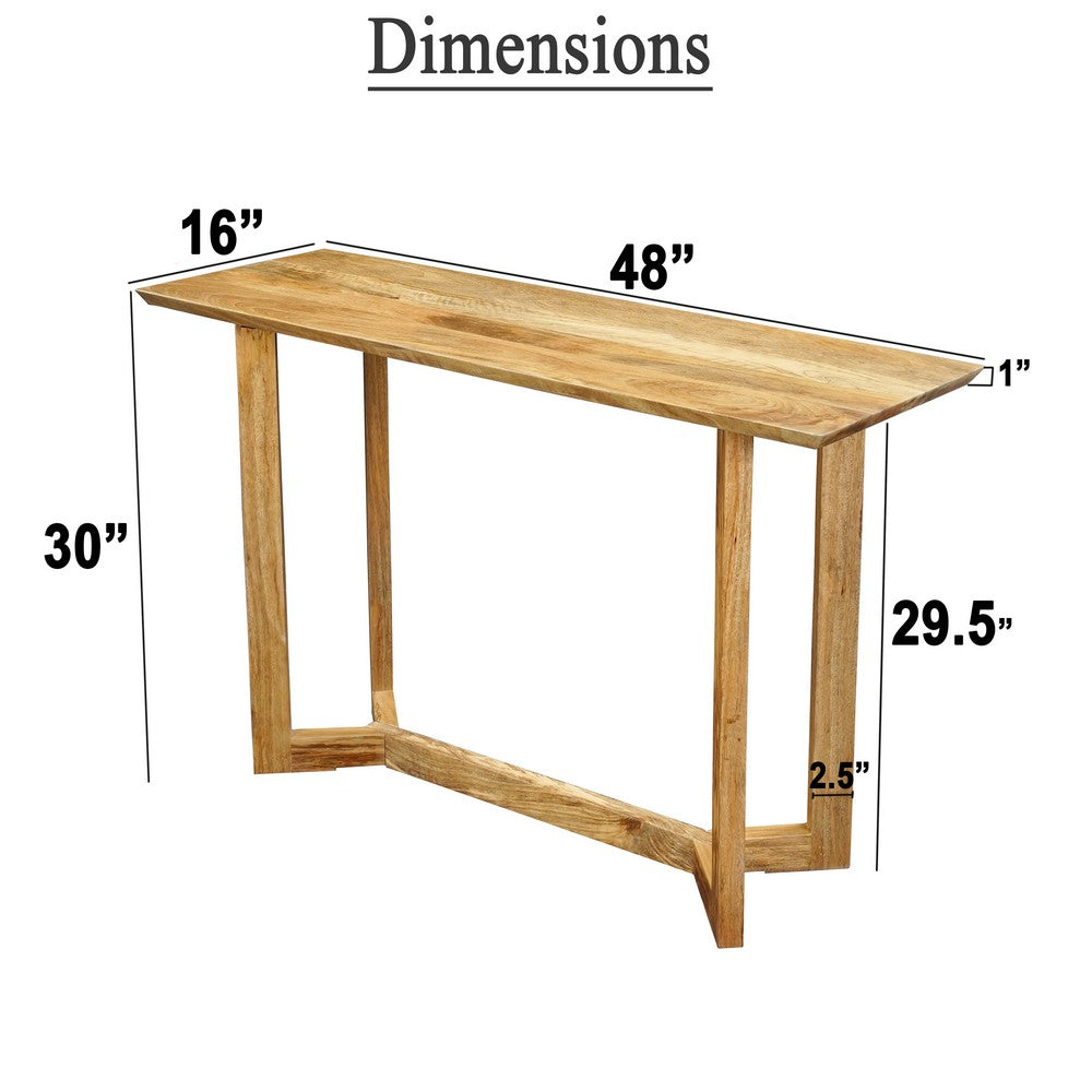 Nina Console Table | 48" Rectangular Top | Open Frame with Trestle Base | Natural Brown Mango Wood - UPT-332347