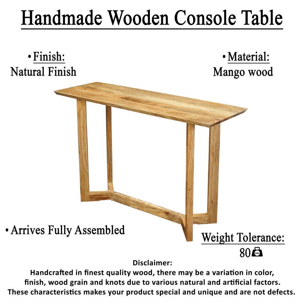 Nina Console Table | 48" Rectangular Top | Open Frame with Trestle Base | Natural Brown Mango Wood - UPT-332347